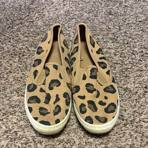 Leopard Print Slip-On Sneakers - Size 9.5